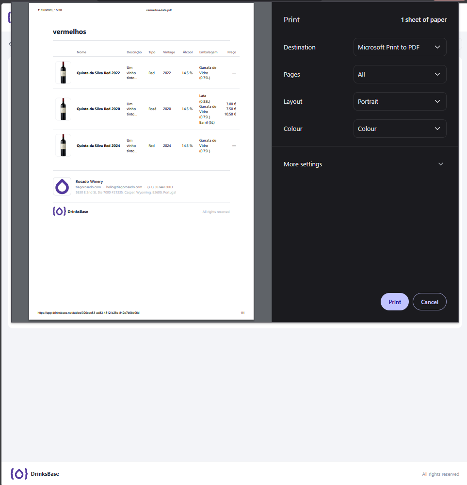 Lists and exports screenshot
